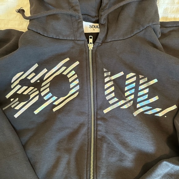 Unisex Soul Cycle James Zip Up Longsleeve Hooded Sweatshirt Charcoal sz XL - Picture 2 of 5